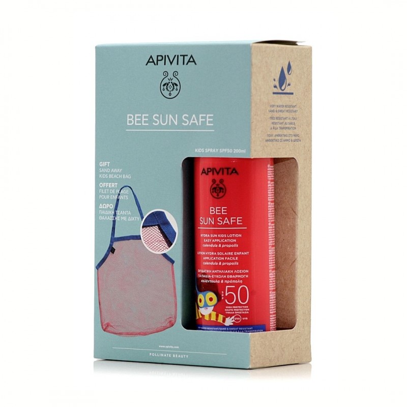 APIVITA Παιδικό Αντηλιακό Σετ Spray Bee Sun Safe Hydra για Πρόσωπο & Σώμα SPF50 200ml & Παιδική Τσάντα Θαλάσσης
