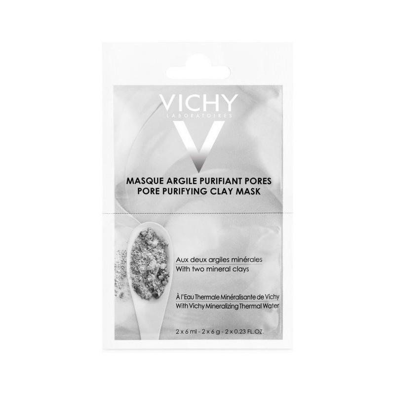VICHY Pore Purifying Clay Mask 2 x 6 ml, Καθαριστική & Συσφικτική Μάσκα με Άργιλο, για Μικτές προς Λιπαρές Επιδερμίδες