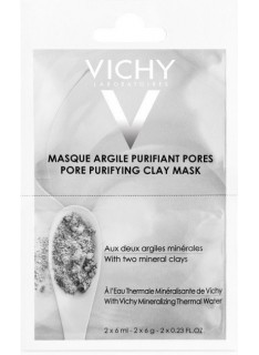 VICHY Pore Purifying Clay Mask 2 x 6 ml, Καθαριστική & Συσφικτική Μάσκα με Άργιλο, για Μικτές προς Λιπαρές Επιδερμίδες