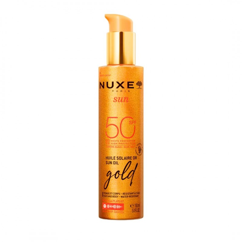 NUXE SUN Oil Gold SPF50 Ιριδίζον Αντηλιακό Λάδι Υψηλής Προστασίας για Πρόσωπο - Σώμα, 150ml