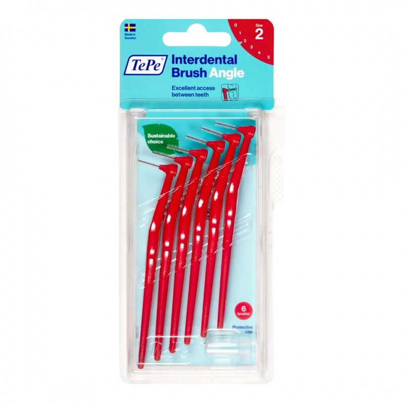 TEPE Interdental Brush Angle Μεσοδόντια Βουρτσάκια 6 Τεμάχια - Size 2 (0.5 mm)